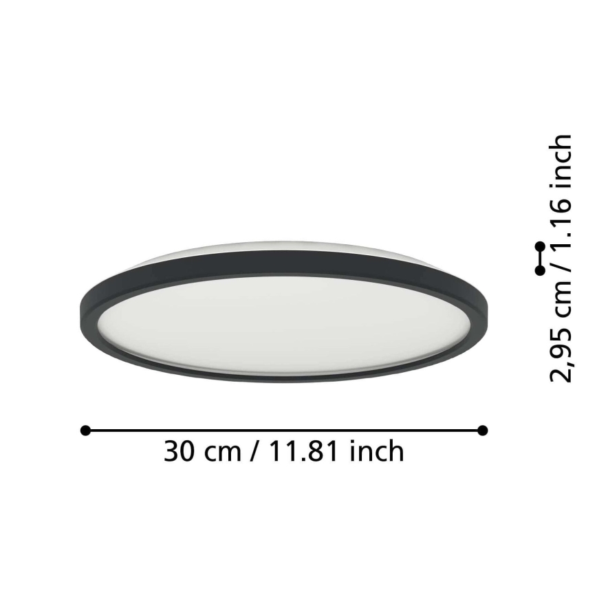 Eglo - Plafon LED para casa de banho LED/13,9W/230V 2700/4000/6500K diâmetro 30 cm IP44 preto