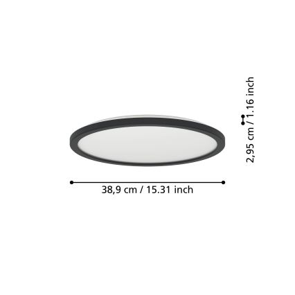 Eglo - Iluminação de teto para casa de banho LED LED/18,5W/230V 2700K/4000K/6500K diâmetro 38,9 cm IP44 preto