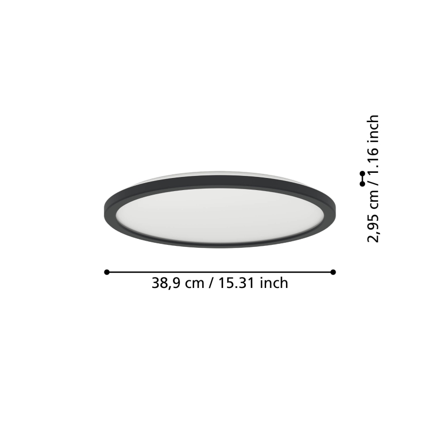 Eglo - Iluminação de teto para casa de banho LED LED/18,5W/230V 2700K/4000K/6500K diâmetro 38,9 cm IP44 preto