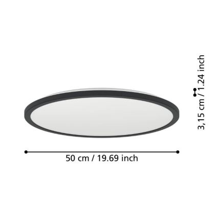 Eglo - Plafon LED para banheiro LED/16,8W/230V 2700/4000/6500K diâmetro 50 cm IP44 preto