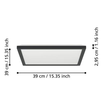 Eglo - Plafon LED para casa de banho LED/17,6W/230V 2700/4000/6500K 39x39 cm IP44 preto