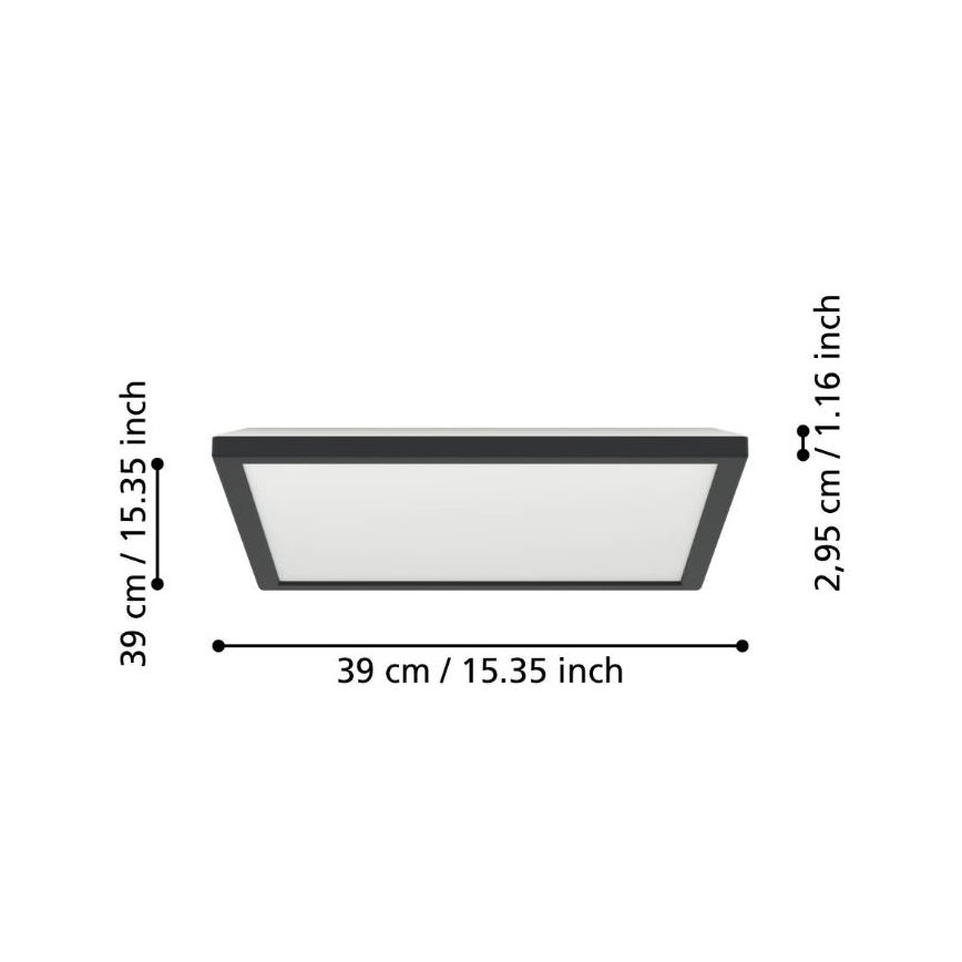 Eglo - Plafon LED para casa de banho LED/17,6W/230V 2700/4000/6500K 39x39 cm IP44 preto
