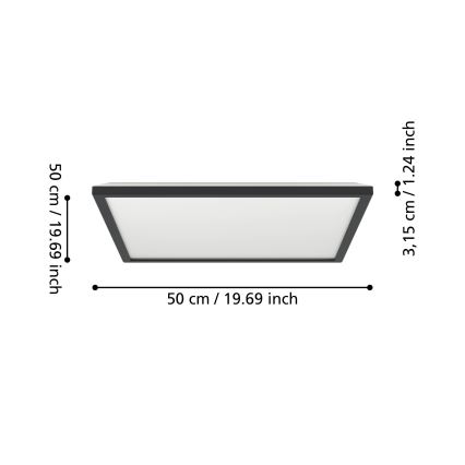 Eglo - Iluminação de teto para casa de banho LED LED/17W/230V 2700/4000/6500K 50x50 cm IP44 preto