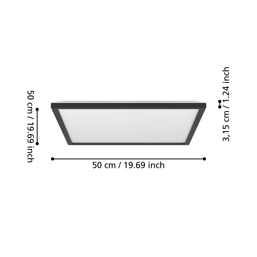 Eglo - Iluminação de teto para casa de banho LED LED/17W/230V 2700/4000/6500K 50x50 cm IP44 preto