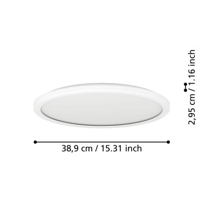 Eglo - Plafon LED para casa de banho LED/18,5W/230V 2700/4000/6500K diâmetro 38,9 cm IP44 branco