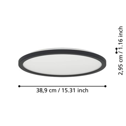 Eglo - Iluminação de teto para casa de banho LED com regulação LED/18,5W/230V 2700-6500K diâmetro 38,9 cm IP44 preto + comando