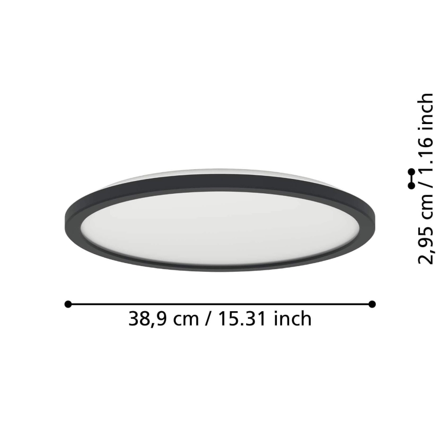 Eglo - Iluminação de teto para casa de banho LED com regulação LED/18,5W/230V 2700-6500K diâmetro 38,9 cm IP44 preto + comando