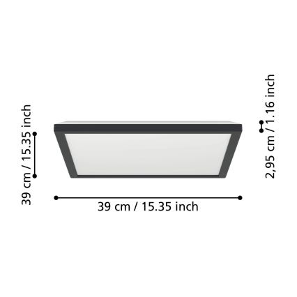 Eglo - Iluminação de teto para casa de banho LED com regulação LED/17,6W/230V 2700-6500K 39x39 cm IP44 preto + comando
