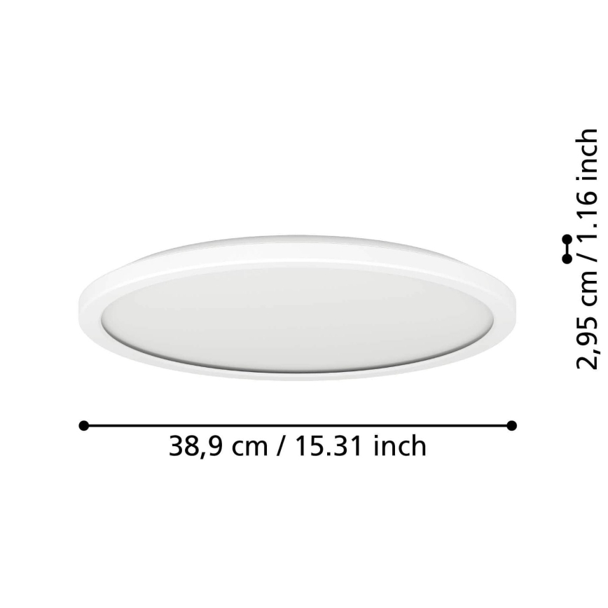 Eglo - Iluminação de teto para casa de banho LED com regulação LED/18,5W/230V 2700-6500K diâmetro 38,9 cm IP44 branco + comando