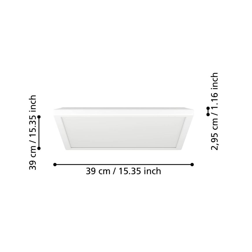 Eglo - Iluminação de teto para casa de banho LED com regulação LED/17,6W/230V 2700-6500K 39x39 cm IP44 branco + comando