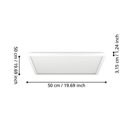 Eglo - Iluminação de teto para casa de banho LED com regulação LED/17W/230V 2700-6500K 50x50 cm IP44 branco + comando