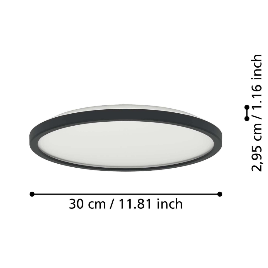 Eglo - Iluminação de teto LED RGBW para casa de banho com regulação LED/13,9W/230V 2700-6500K diâmetro 30 cm IP44 preto ZigBee