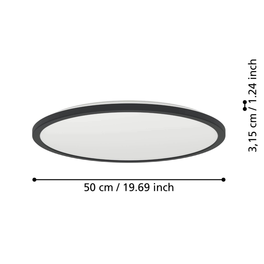 Eglo - Iluminação de teto LED RGBW para casa de banho com regulação LED/16,8W/230V 2700-6500K diâmetro 50 cm IP44 preto ZigBee