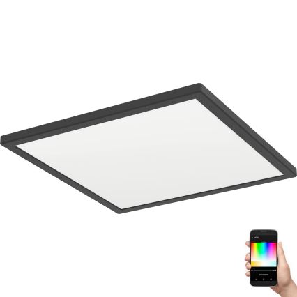 Eglo - Iluminação de teto LED RGBW para casa de banho com regulação LED/17,6W/230V 2700-6500K 39x39 cm IP44 preto ZigBee