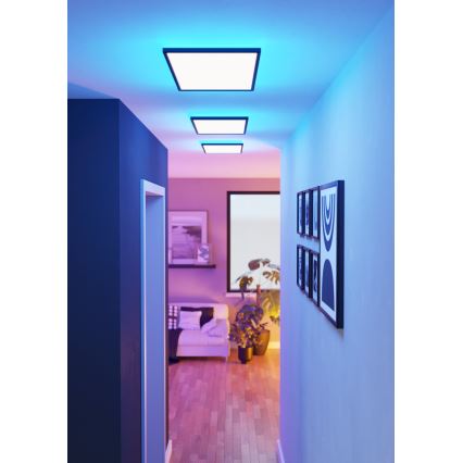 Eglo - Iluminação de teto LED RGBW para casa de banho com regulação LED/17,2W/230V 2700-6500K 30x57cm IP44 preto ZigBee