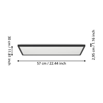 Eglo - Iluminação de teto LED RGBW para casa de banho com regulação LED/17,2W/230V 2700-6500K 30x57cm IP44 preto ZigBee