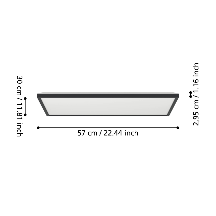 Eglo - Iluminação de teto LED RGBW para casa de banho com regulação LED/17,2W/230V 2700-6500K 30x57cm IP44 preto ZigBee