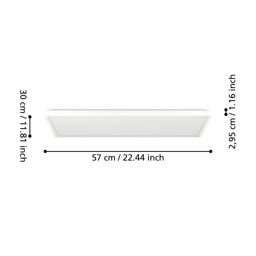 Eglo - Iluminação de teto LED RGBW para casa de banho com regulação LED/17,2W/230V 2700-6500K 30x57cm IP44 branco ZigBee