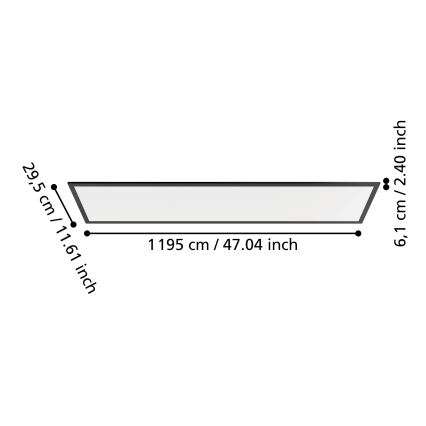 Eglo - Painel LED de montagem superficial 33W/230V 2700/4000/6500K 120x30 cm preto