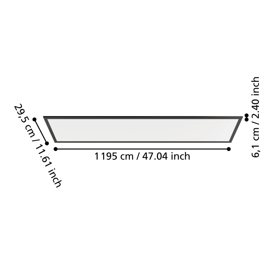 Eglo - Painel LED de montagem superficial 33W/230V 2700/4000/6500K 120x30 cm preto