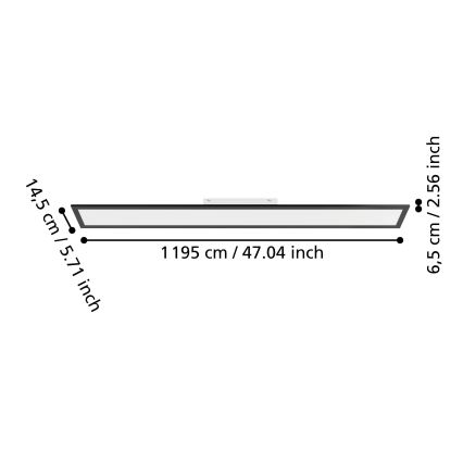 Eglo - Painel LED de Sobrepor LED/28W/230V 2700/4000/6500K 120x15 cm preto