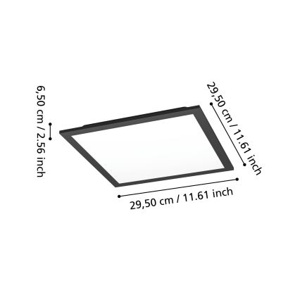 Eglo - Candeeiro de tecto LED RGBW dimerizável LED/14W/230V 2700-6500K 30x30 cm preto