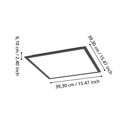 Eglo - Candeeiro de tecto LED RGBW dimerizável LED/19W/230V 2700-6500K 40x40 cm preto