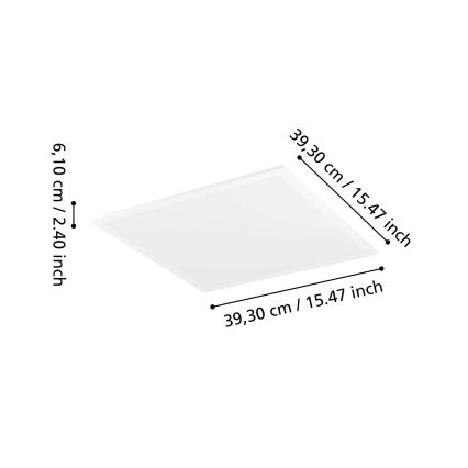 Eglo - Luminária de teto LED RGBW dimerizável LED/19W/230V 2700-6500K 40x40 cm branca