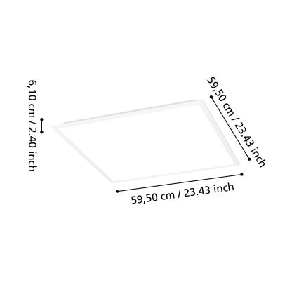 Eglo - Painel LED RGBW dimerizável de montagem superficial LED/33W/230V 2700-6500K 60x60 cm branco