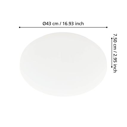 Eglo - Plafon LED de tecto para casa de banho LED/36W/230V Ø 43 cm IP54 branco