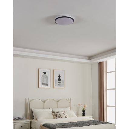 Eglo - Candeeiro de tecto LED para casa de banho LED/18W/230V 3000/4000/6500K Ø 34 cm IP54 preto