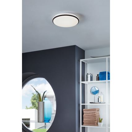Eglo - Candeeiro de tecto LED para casa de banho LED/18W/230V 3000/4000/6500K Ø 34 cm IP54 preto