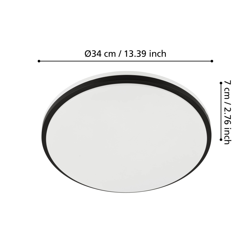 Eglo - LED Candeeiro de tecto para casa de banho LED/18W/230V 3000/4000/6500K IP54 preto