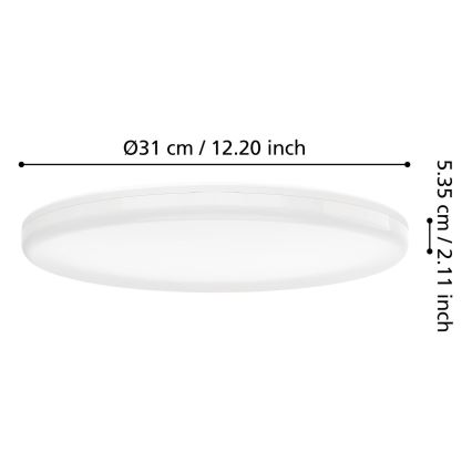 Eglo - Candeeiro de tecto LED para casa de banho LED/20W/230V 2700/4000/6500K Ø 31 cm IP54 branco