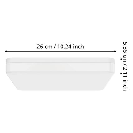 Eglo - Luminária de teto LED para casa de banho LED/16,5W/230V 2700/4000/6500K 26x26 cm IP54 branca