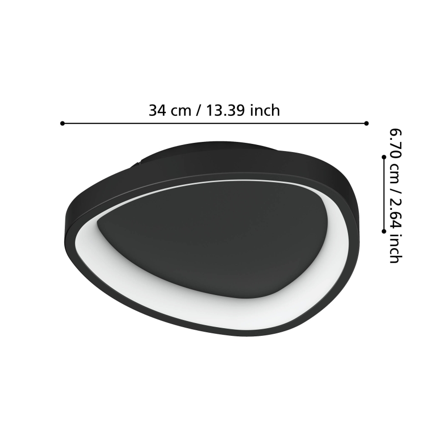 Eglo - Iluminação de teto LED com regulação LED/12W/230V 2700-6500K preto + comando