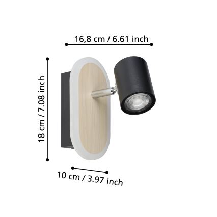 Eglo - Aplique de parede com foco LED, 7W/230V, castanho/preto