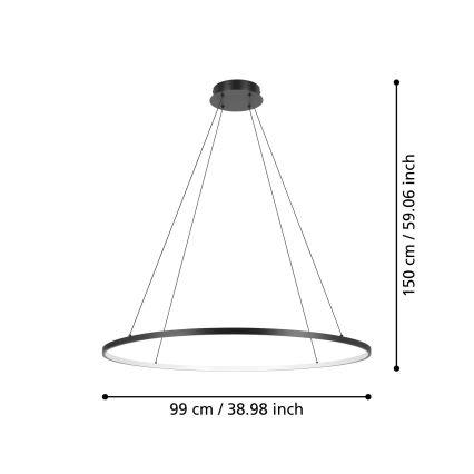 Eglo - Candeeiro suspenso LED com regulação LED/40W/230V 2700-6500K preto + comando