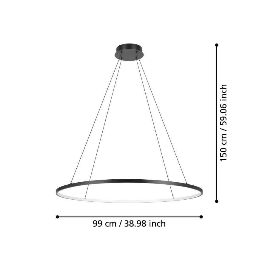 Eglo - Candeeiro suspenso LED com regulação LED/40W/230V 2700-6500K preto + comando