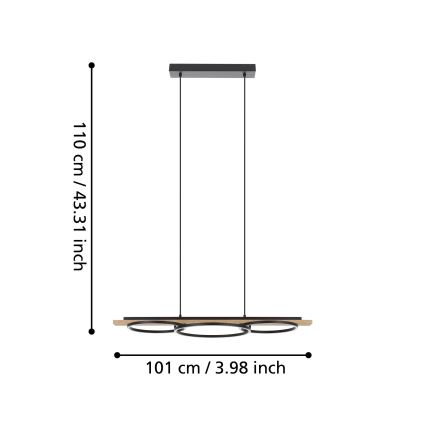 Eglo - Candeeiro suspenso LED com regulação 2xLED/12,5W/230V+1xLED/15,5W 3000K bege/preto