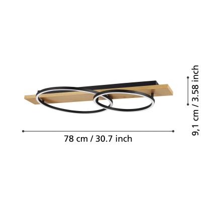 Eglo - Iluminação de teto LED 2xLED/12W/230V 3000K bege/preto