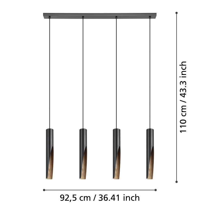 Eglo - Candeeiro suspenso LED 4xGU10/4,5W/230V 3000K preto/castanho