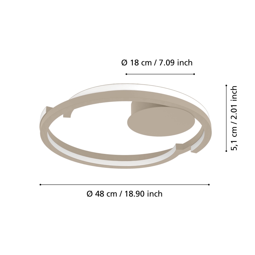 Eglo - Luminária de teto LED dimerizável 2xLED/20W/230V 2700-6500K Ø 48 cm bege + comando remoto