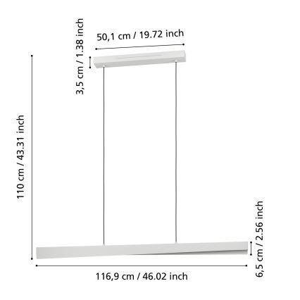 Eglo - Lustre suspenso por cabo LED RGBW dimerizável LED/19W/230V 2700–6500K cinzento