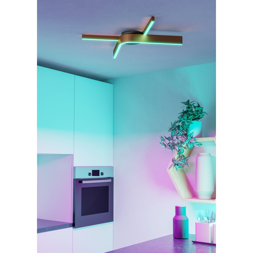 Eglo - Candeeiro de teto LED RGBW regulável 2xLED/18W/230V 2700-6500K cobre/preto