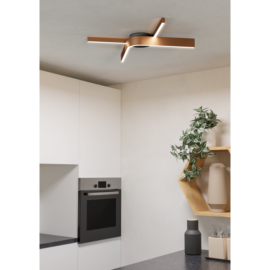 Eglo - Candeeiro de teto LED RGBW dimerizável 2xLED/18W/230V cobre/preto