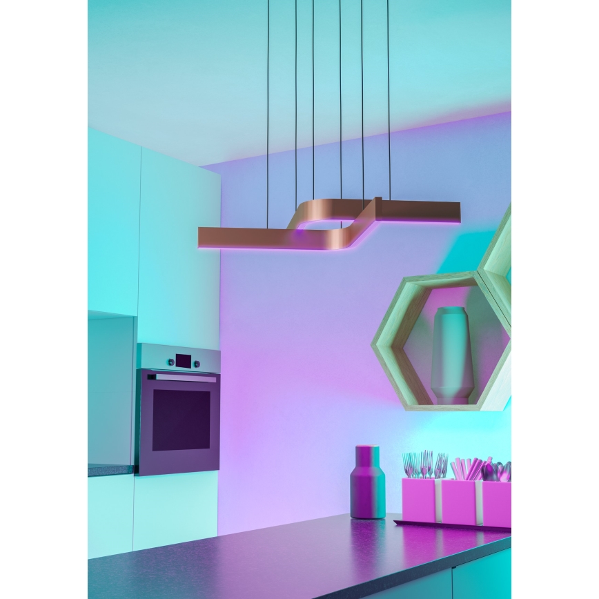 Eglo - Lustre LED RGBW dimerizável suspenso por cabo 2xLED/18W/230V cobre/preto