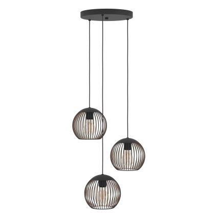 Eglo - Lustre suspenso com cabo 3xE27/60W/230V preto
