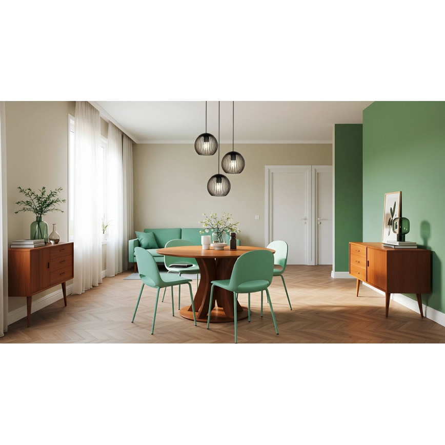 Eglo - Lustre suspenso com cabo 3xE27/60W/230V preto