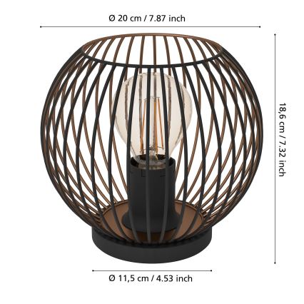 Eglo - Candeeiro de mesa 1xE27/60W/230V preto